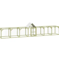 Helloshop26 - Poulailler enclos cage poules 700 x 100 x 150 cm bois de pin massif imprégné marron Hot