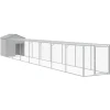 Helloshop26 Poulaillers, Clapiers Et Accessoires | - Poulailler enclos cage poules avec cour clair 117 x 813 x 123 cm acier galvanisé gris