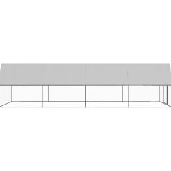 Helloshop26 Poulaillers, Clapiers Et Accessoires | - Poulailler enclos cage poules d'extérieur 3 x 8 x 2 m acier galvanisé argent