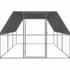 Helloshop26 Poulaillers, Clapiers Et Accessoires | - Poulailler enclos cage poules d'extérieur 3 x 6 x 2 m acier galvanisé argent