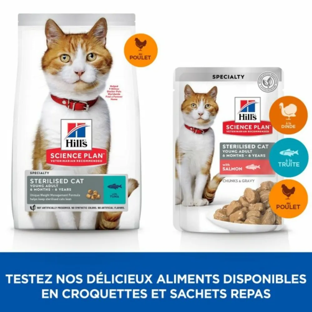 Hill's - Croquettes chat science plan sterilised young adult poulet - 3 kg Discount
