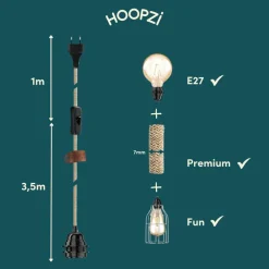 Hoopzi - Luminaire corde bala fil électrique - coton pied-de-poule Sale