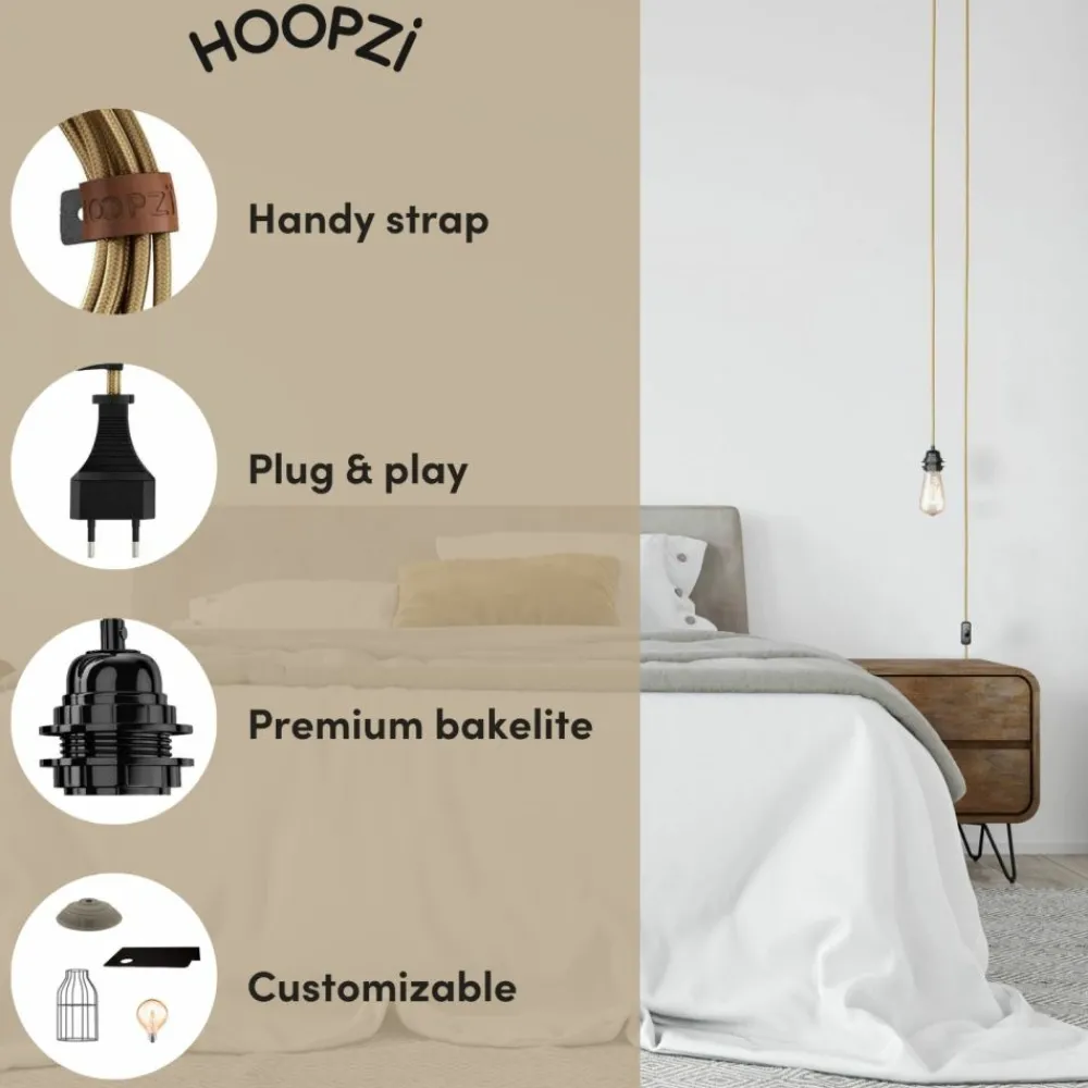 Hoopzi - Luminaire corde bala fil électrique - coton girly New