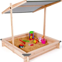 Idmarket - Bac à sable kids bois avec toit ouvrant gris