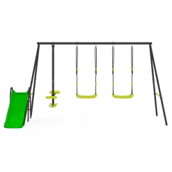Idmarket Jeux D'Extérieur | - Balançoire 3 agrès portique avec 2 balançoires, 1 face à face et toboggan