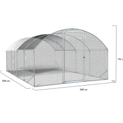 Idmarket - Enclos poulailler dôme 15 m² parc grillagé 3x5 m avec porte latérale Hot