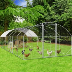 Idmarket Poulaillers, Clapiers Et Accessoires | - Enclos poulailler dôme 22,5 m² parc grillagé 3x7,5 m avec porte latérale