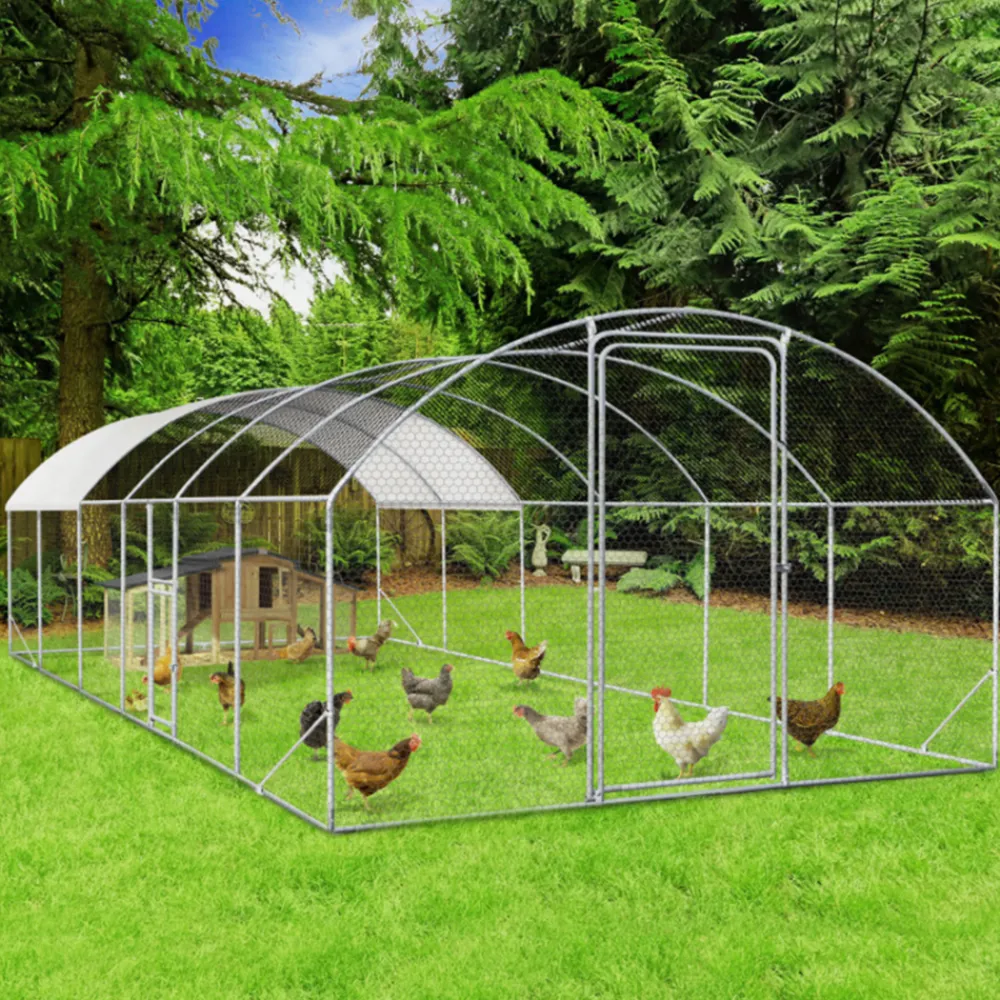 Idmarket Poulaillers, Clapiers Et Accessoires | - Enclos poulailler dôme 22,5 m² parc grillagé 3x7,5 m avec porte latérale