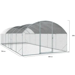 Idmarket Poulaillers, Clapiers Et Accessoires | - Enclos poulailler dôme 22,5 m² parc grillagé 3x7,5 m avec porte latérale