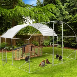 Idmarket Poulaillers, Clapiers Et Accessoires | - Enclos poulailler dôme 7,5 m² parc grillagé 3x2,5 m avec porte latérale