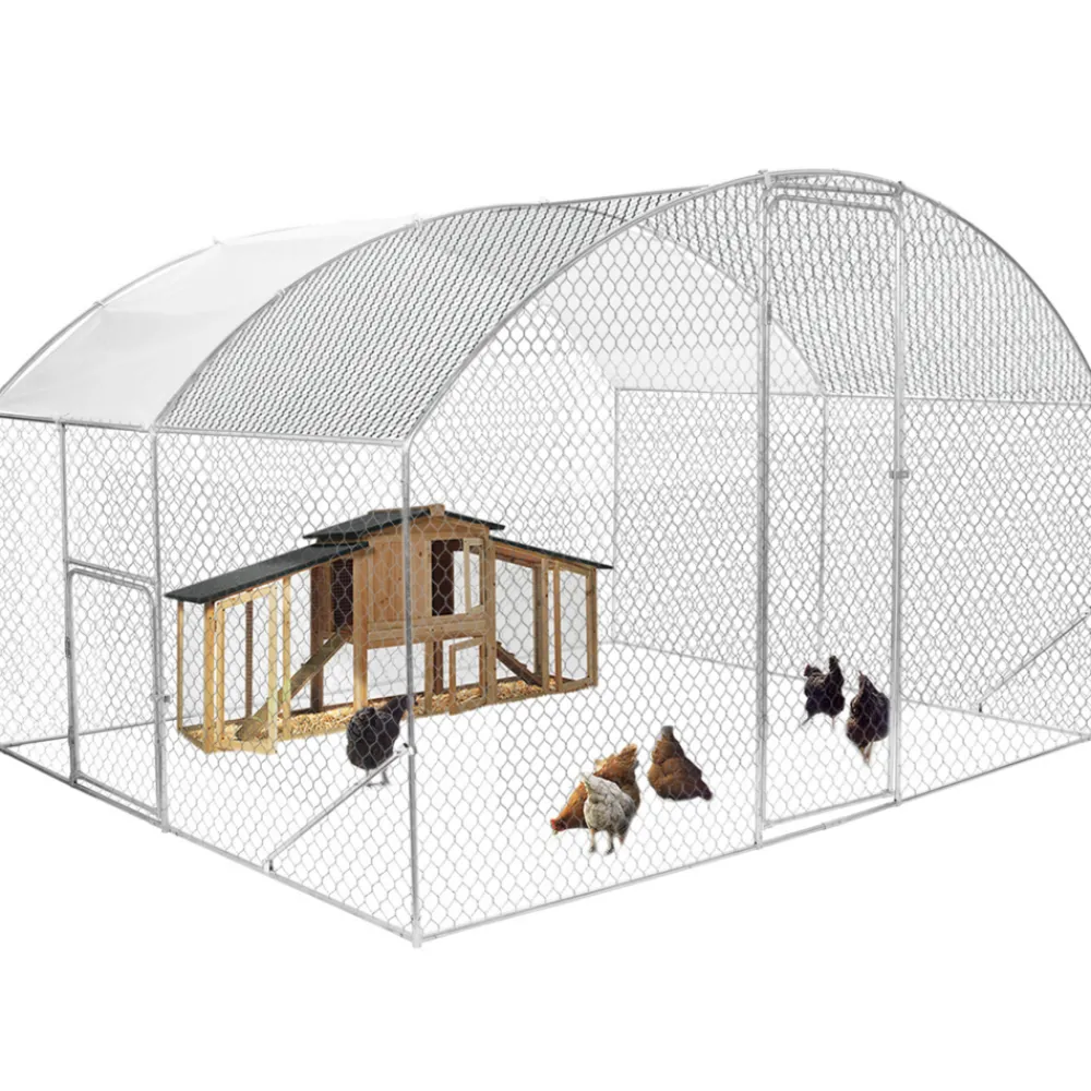 Idmarket Poulaillers, Clapiers Et Accessoires | - Enclos poulailler dôme 7,5 m² parc grillagé 3x2,5 m avec porte latérale