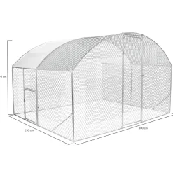 Idmarket Poulaillers, Clapiers Et Accessoires | - Enclos poulailler dôme 7,5 m² parc grillagé 3x2,5 m avec porte latérale
