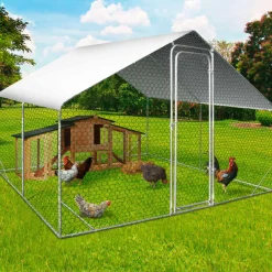 Idmarket - Enclos poulailler 9 m² parc grillagé 3x3 m acier galvanisé Hot