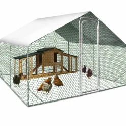 Idmarket - Enclos poulailler 9 m² parc grillagé 3x3 m acier galvanisé Hot