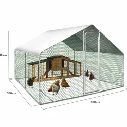 Idmarket - Enclos poulailler 9 m² parc grillagé 3x3 m acier galvanisé Hot