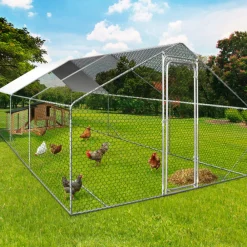 Idmarket Poulaillers, Clapiers Et Accessoires | - Enclos poulailler 18 m² parc grillagé 6x3 m acier galvanisé