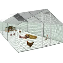 Idmarket Poulaillers, Clapiers Et Accessoires | - Enclos poulailler 18 m² parc grillagé 6x3 m acier galvanisé