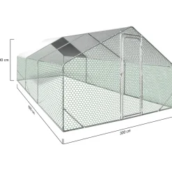 Idmarket Poulaillers, Clapiers Et Accessoires | - Enclos poulailler 18 m² parc grillagé 6x3 m acier galvanisé