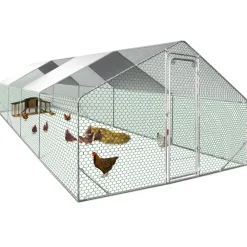 Idmarket Poulaillers, Clapiers Et Accessoires | - Enclos poulailler 24 m² parc grillagé 8x3 m acier galvanisé