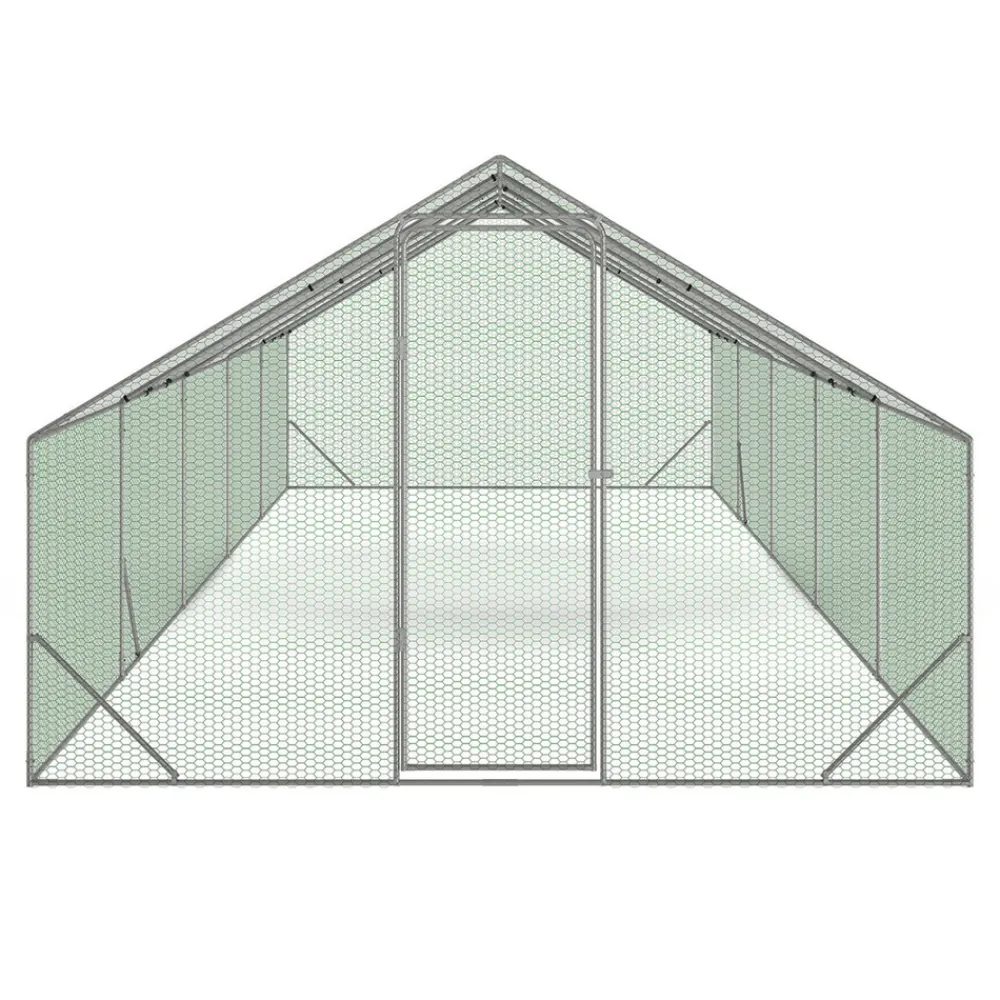 Idmarket Poulaillers, Clapiers Et Accessoires | - Enclos poulailler 30m² parc grillagé 10 x 3 m acier galvanisé