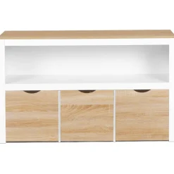 Idmarket Mobilier Pour Enfants | - Meuble de rangement enfant mana en bois blanc et hêtre 3 tiroirs cubes sur roulettes