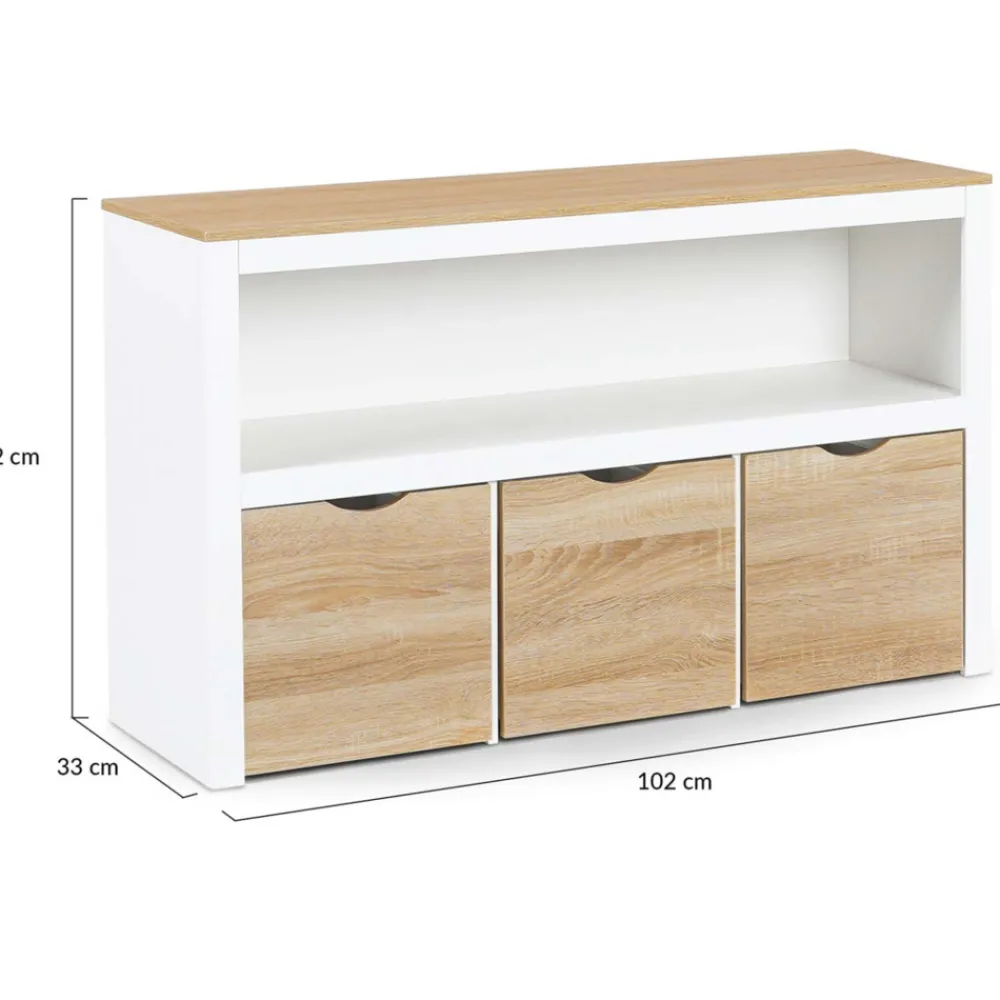 Idmarket Mobilier Pour Enfants | - Meuble de rangement enfant mana en bois blanc et hêtre 3 tiroirs cubes sur roulettes