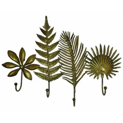 Interior's Objets De Décoration | - Applique murale patère feuilles diverses métal or - voyage