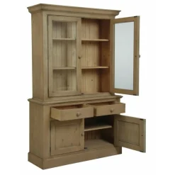 Interior's Mobilier D'Intérieur | - Buffet 2 portes vitrées moulurées bois marron - natural