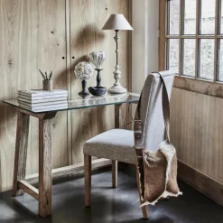 Interior's - Bureau plateau en verre bois marron - origine Outlet