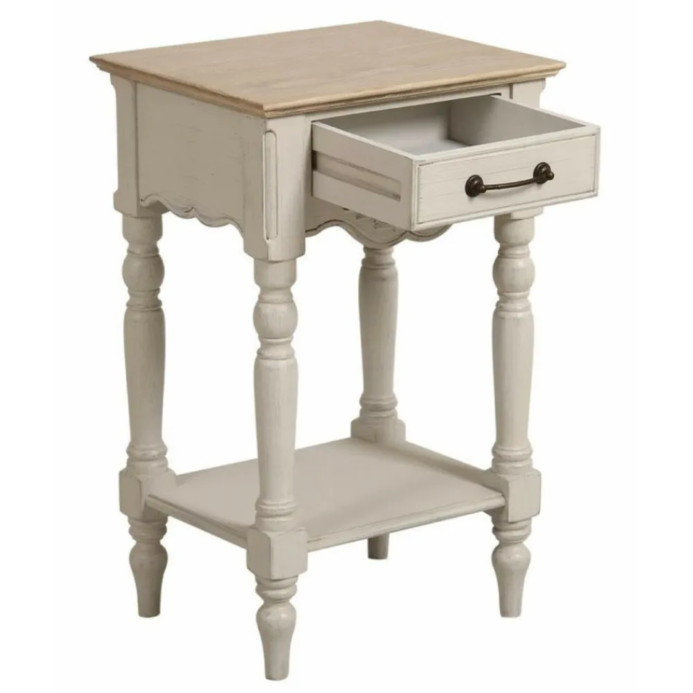 Interior's - Table de chevet 1 tiroir mdf blanc - romance New