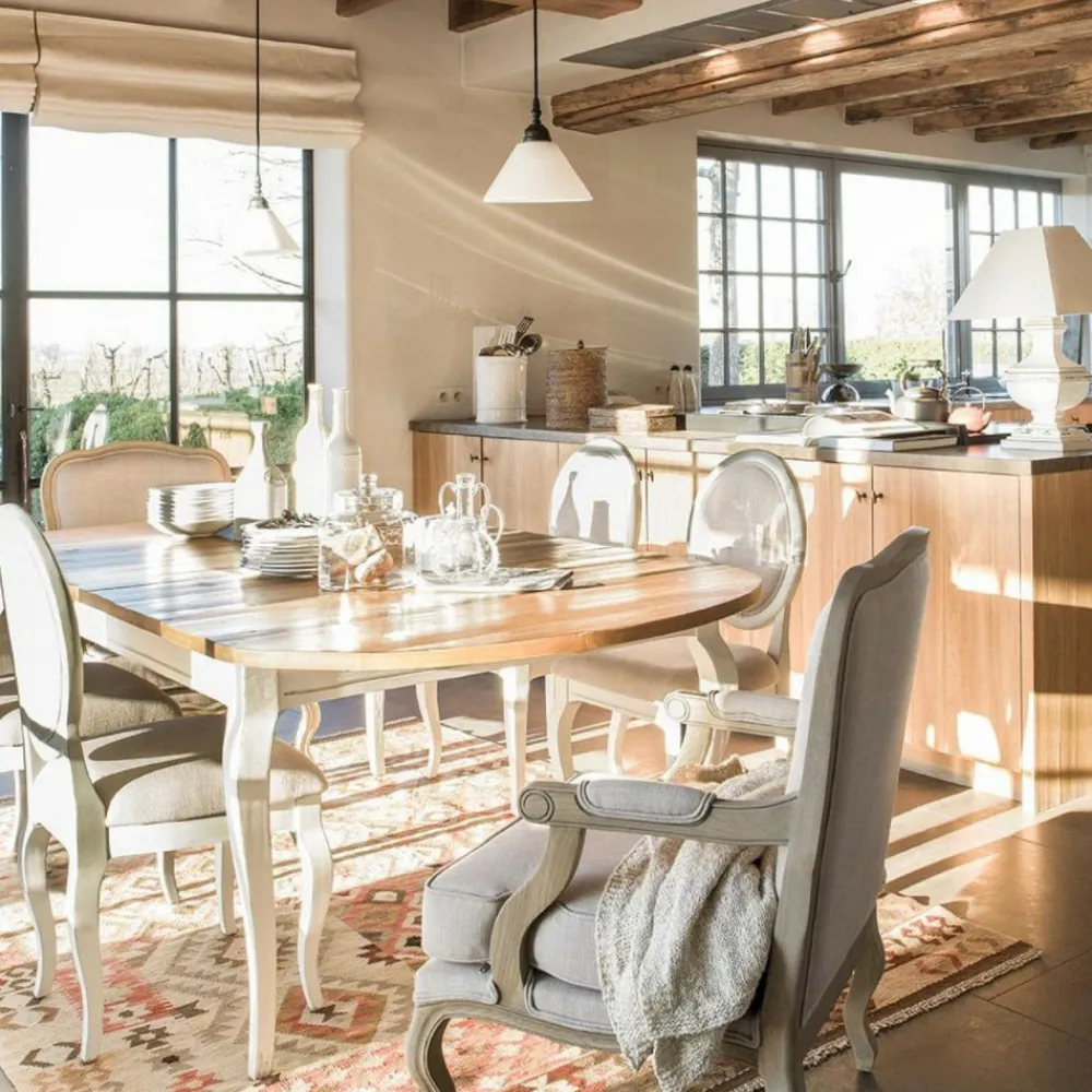Interior's - Table ovale extensible bois blanc - provence