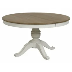 Interior's - Table ronde extensible pour 6 à 10 pers bois blanc - manoir Outlet