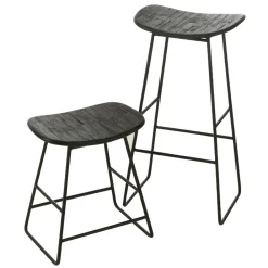Jline Objets De Décoration | - - tabouret rectangulaire en teck recyclé