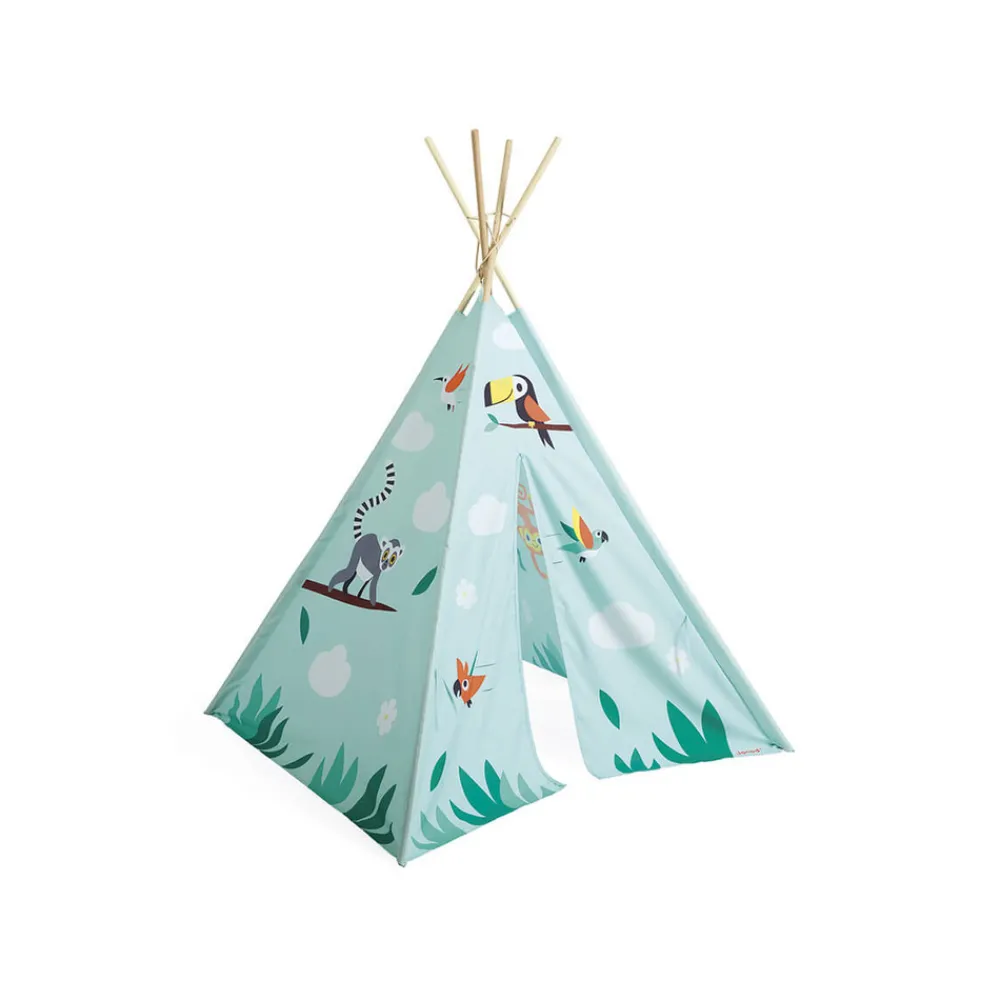Juratoys-janod - Tipi en tissu et bois tropik pour enfants - cabane de jeu exotique