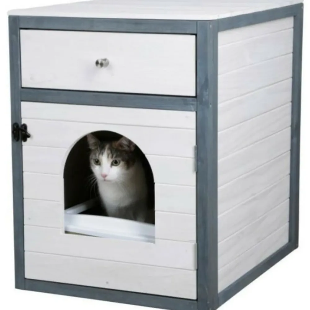 Kerbl - - maison de toilette pour chat - 58 x 45 x 60 cm- ida - blanc/bleu - Online