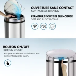 Kitchen Move - Poubelle automatique artic argent acier inoxydable 30 l Hot