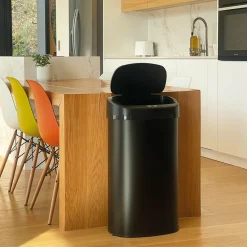 Kitchen Move - Poubelle de cuisine automatique majestic noir acier inoxydable 68 l Online
