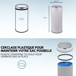 Kitchen Move - Poubelle de cuisine automatique soho blanc acier inoxydable 42 l Clearance