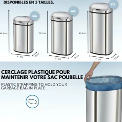 Kitchen Move - Poubelle de cuisine automatique majestic argent acier inoxydable 58 l Online