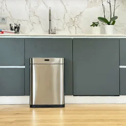 Kitchen Move - Poubelle de cuisine automatique upper gris acier inoxydable 60 l Sale