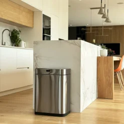 Kitchen Move - Poubelle de cuisine automatique upper gris acier inoxydable 60 l Sale