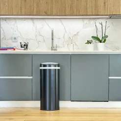 Kitchen Move Entretien De La Maison | - Poubelle de cuisine automatique soho noir acier inoxydable 42 l