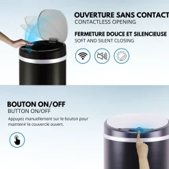Kitchen Move Entretien De La Maison | - Poubelle de cuisine automatique soho noir acier inoxydable 42 l