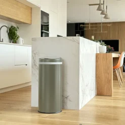 Kitchen Move Entretien De La Maison | - Poubelle de cuisine automatique soho taupe acier inoxydable 42 l
