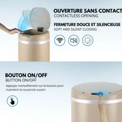 Kitchen Move Entretien De La Maison | - Poubelle de cuisine automatique soho taupe acier inoxydable 42 l