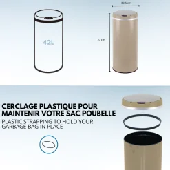 Kitchen Move Entretien De La Maison | - Poubelle de cuisine automatique soho taupe acier inoxydable 42 l