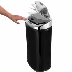 Kitchen Move Entretien De La Maison | - Poubelle de cuisine automatique largo noir acier inoxydable 42 l