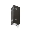 Kobi Eclairage D’Extérieur | - Applique murale de façade rectangle design noir éclairage haut / bas avec diffuseur blanc pour ampoule gu10
