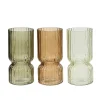 Ksd Vases Et Coupes | - Vase tubulaire ondulé en verre, ø11x23cm, 3 couleurs. Basics