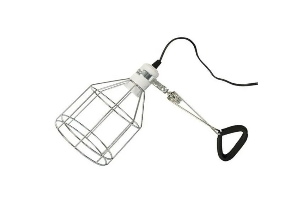 La Ferme Tropicale Eclairage | - Support de lampe grillagé avec pince de fixation support d'ampoule chauffante / uvb pour reptiles (lézards, serpents, tortues),